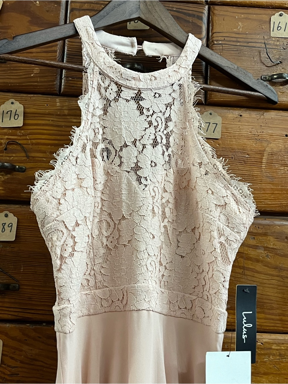 Lulu's Blush Pink Lace Halter Maxi Gown - Picture 2 of 6